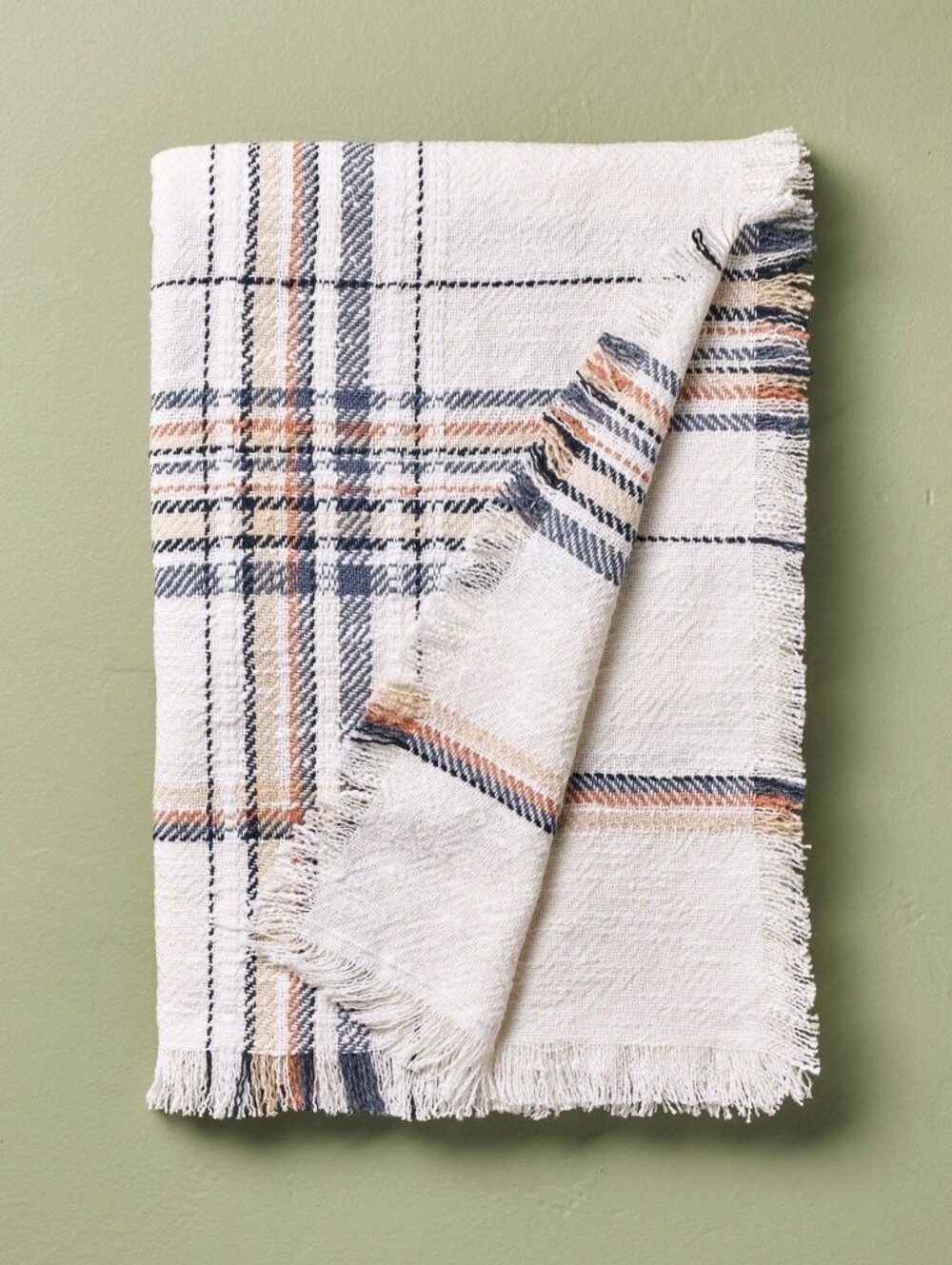 Plaid Woven Throw Blanket Sour Cream/ Blue - Hearth & Hand"" with Magnolia